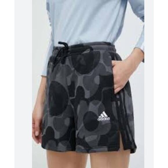 Adidas Women's Floral Sweat Shorts Size Small Fleece Lined Pull On Athletic - Picture 1 of 6